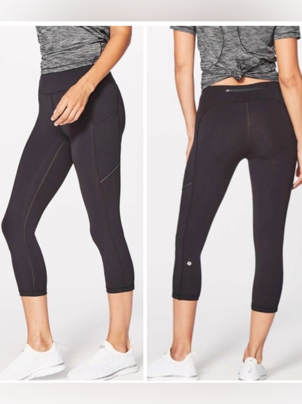 Lululemon Speed Up Crop 21” Black Running Leggings Pockets Size 6